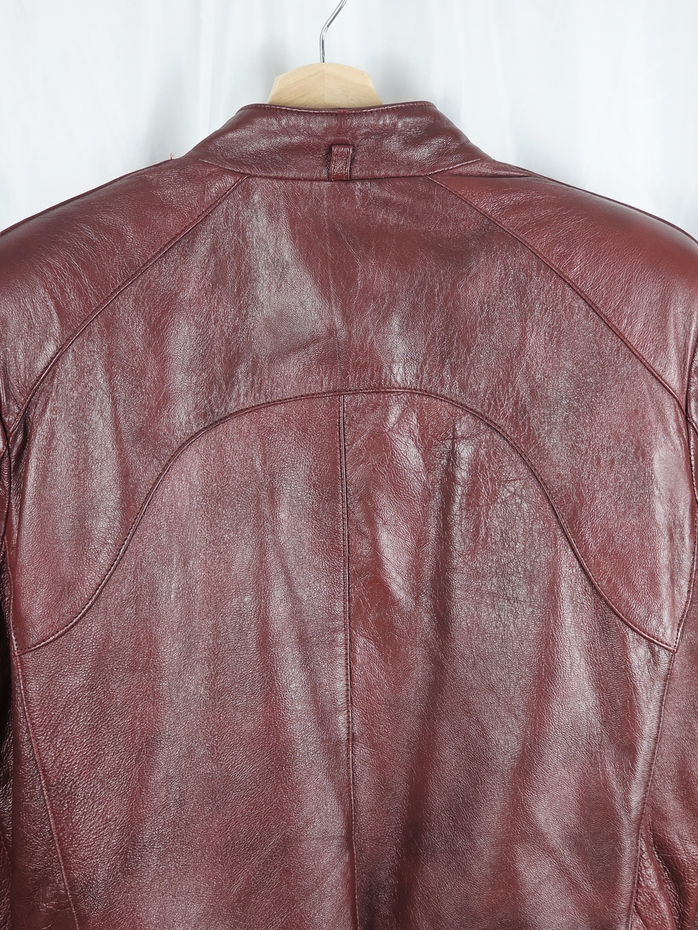 Lapiel Burgundy Leather Bomber Zip Up Jacket Size 42 - Picture 10 of 16